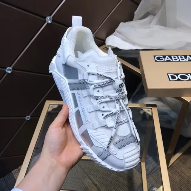 Dolce & Gabbana White Gray Layered Cage Overlay Transparent Mesh Panels Lifestyle Sneakers 8