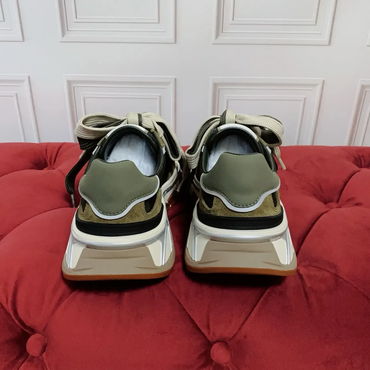 Dolce & Gabbana Vert Militaire Semelle Noire Upper Multi-Matières Sneakers Chunky 2