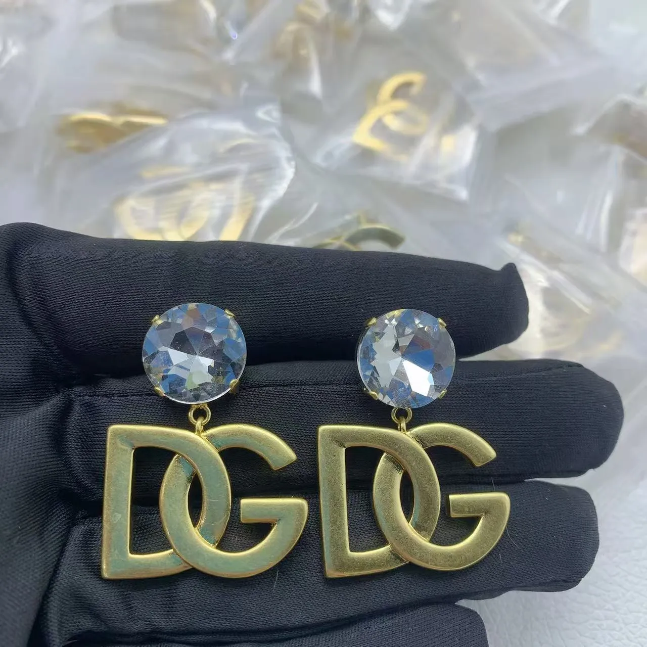 Dolce & Gabbana DG Crystal Logo Drop Earrings 3