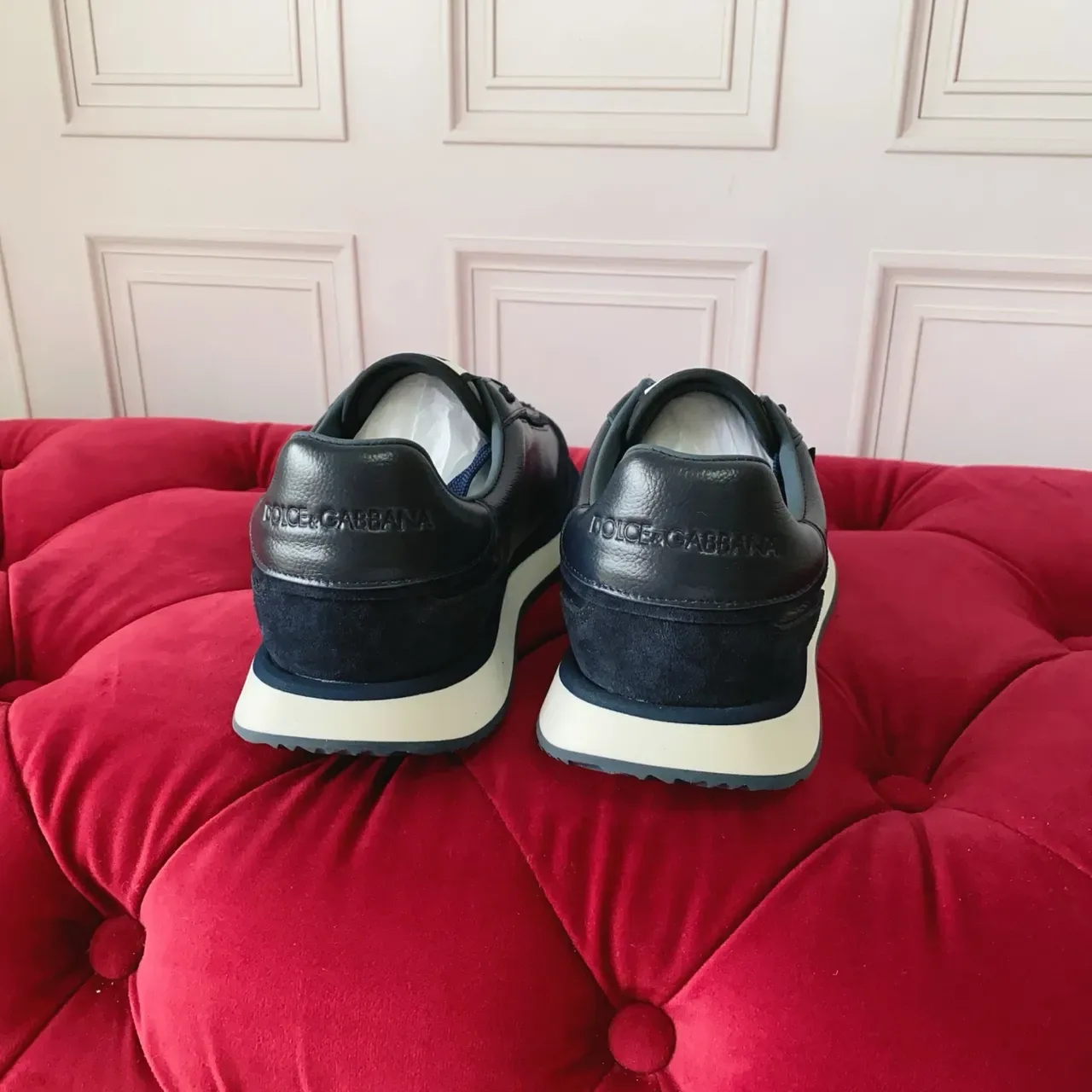 Dolce & Gabbana DG Monogram 海军蓝皮革麂皮生活方式运动鞋 3