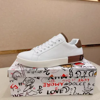 Dolce & Gabbana LOVE Collection حذاء أسلوب الحياة من الجلد الأبيض والبني