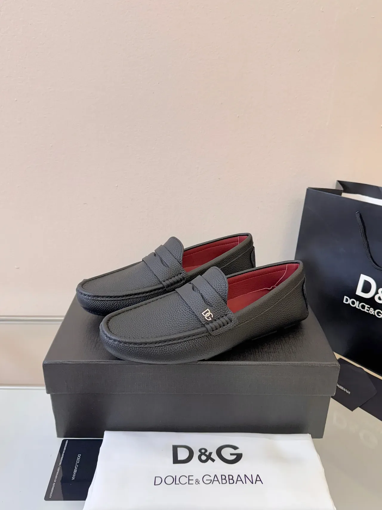 Dolce & Gabbana Portofino 黑色粒面皮革便士乐福鞋 2