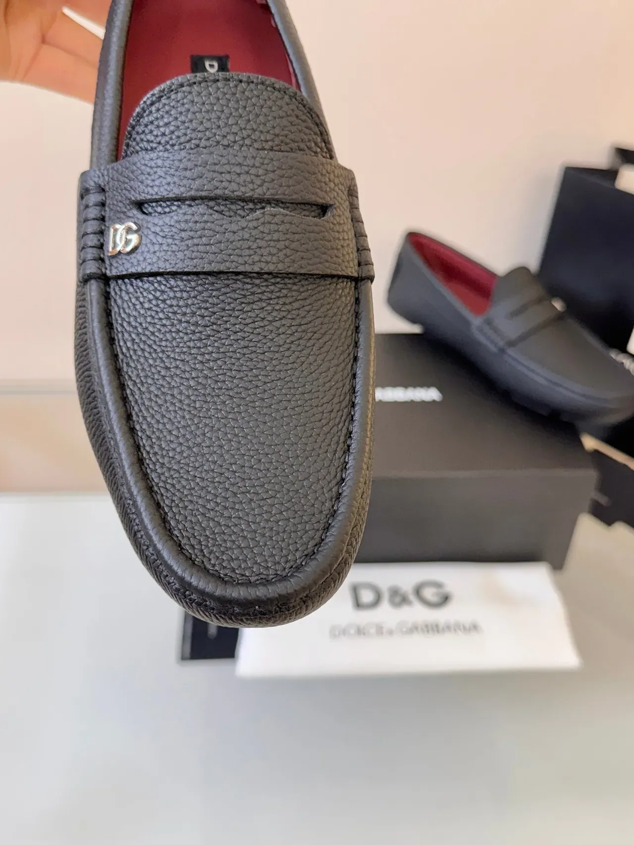 Dolce & Gabbana Portofino 黑色粒面皮革便士乐福鞋 3