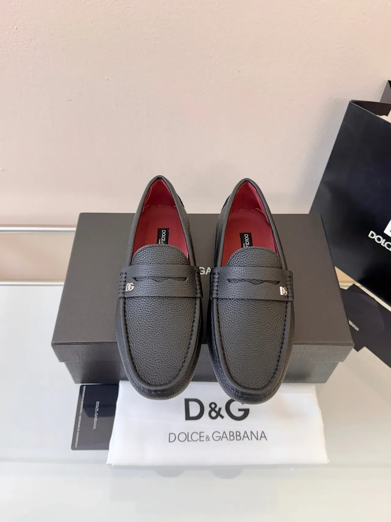 Dolce & Gabbana Portofino 黑色粒面皮革便士乐福鞋 6