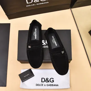 Dolce & Gabbana Portofino Daim Noir DG Logo Mocassins