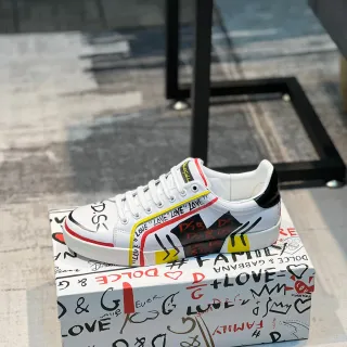 Dolce & Gabbana Portofino Graffiti-Print sneakers lifestyle blanches