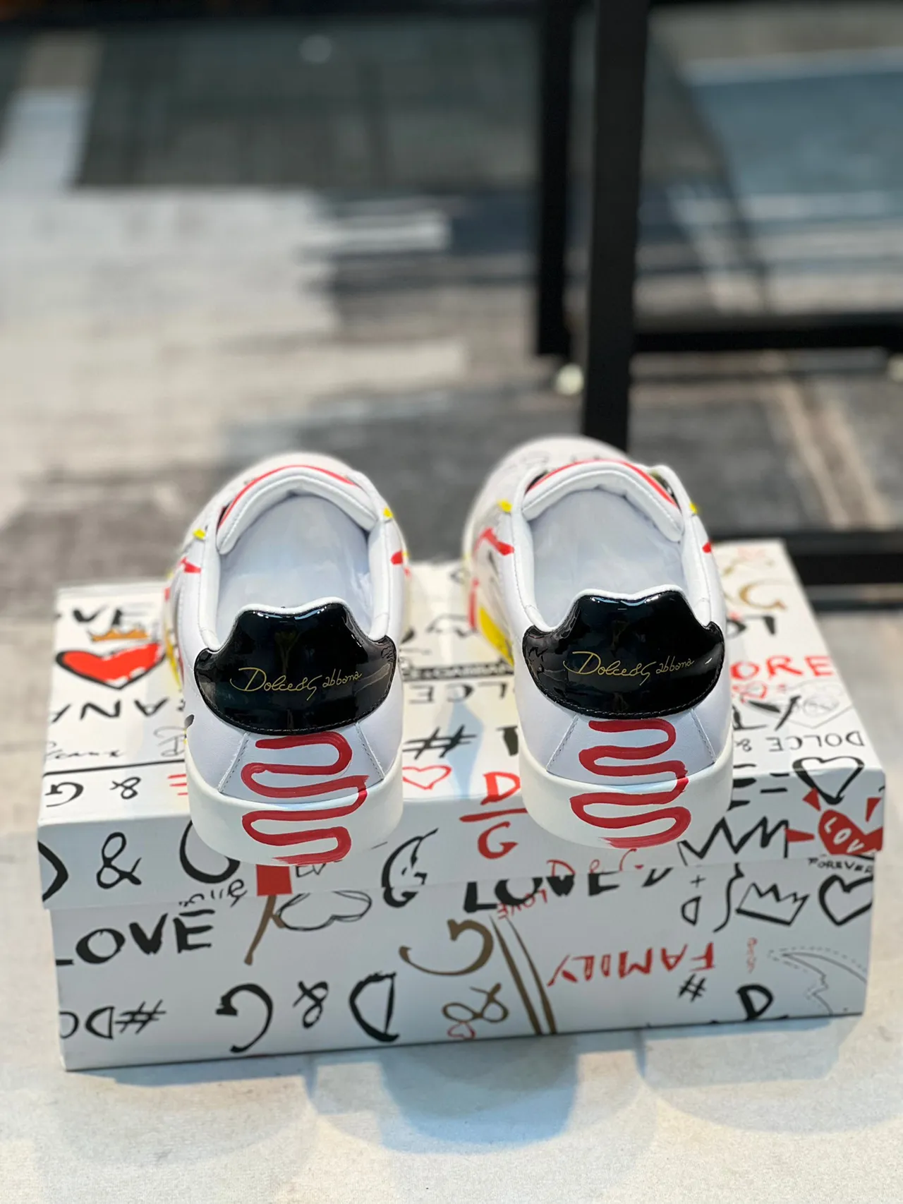 Dolce & Gabbana Portofino Graffiti-Print White Lifestyle Sneakers 2