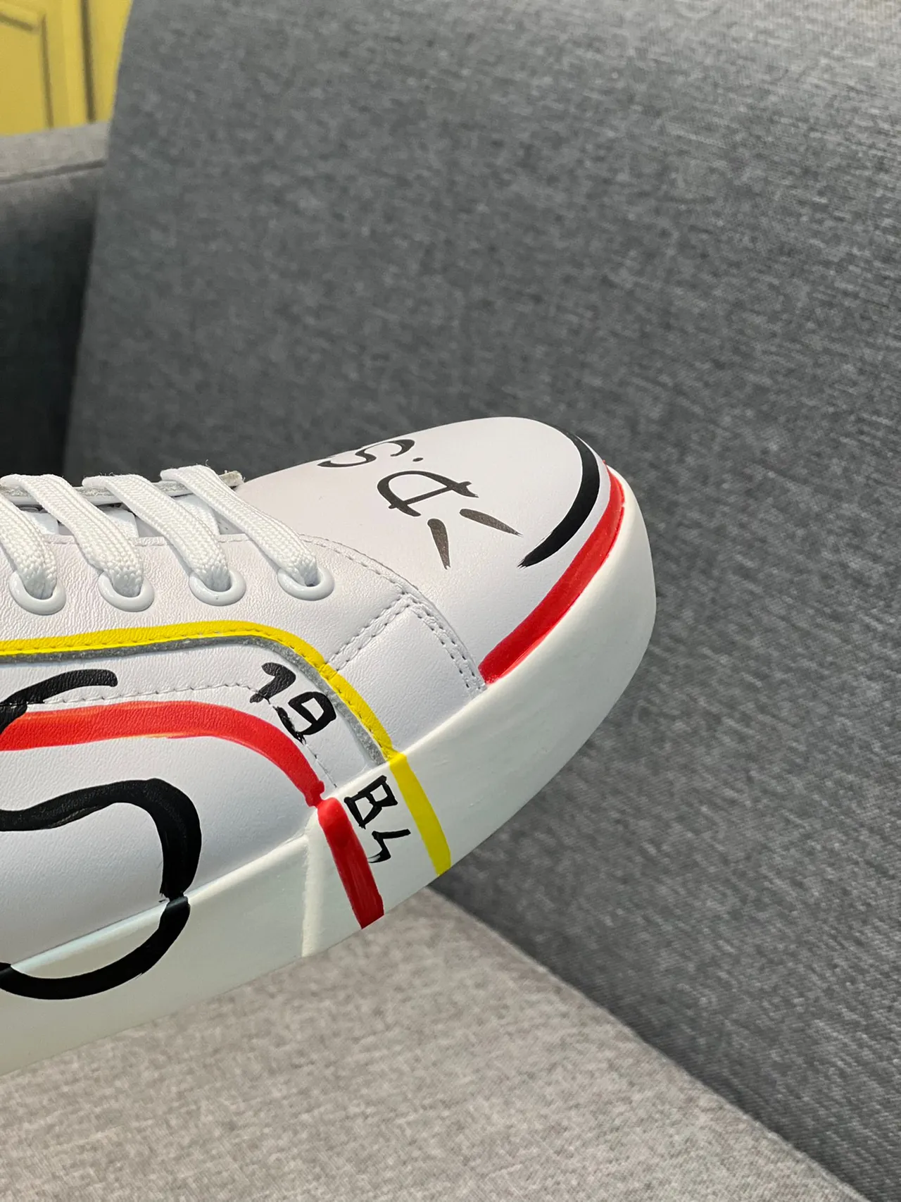 Dolce & Gabbana Portofino Graffiti-Print White Lifestyle Sneakers 3
