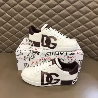 Dolce & Gabbana Portofino White Burgundy Baskets Lifestyle en Cuir Low-Top