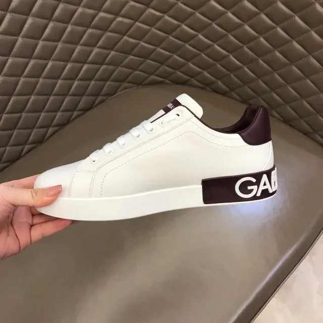 Dolce & Gabbana Portofino White Burgundy Zapatillas Lifestyle de Cuero Low-Top 2