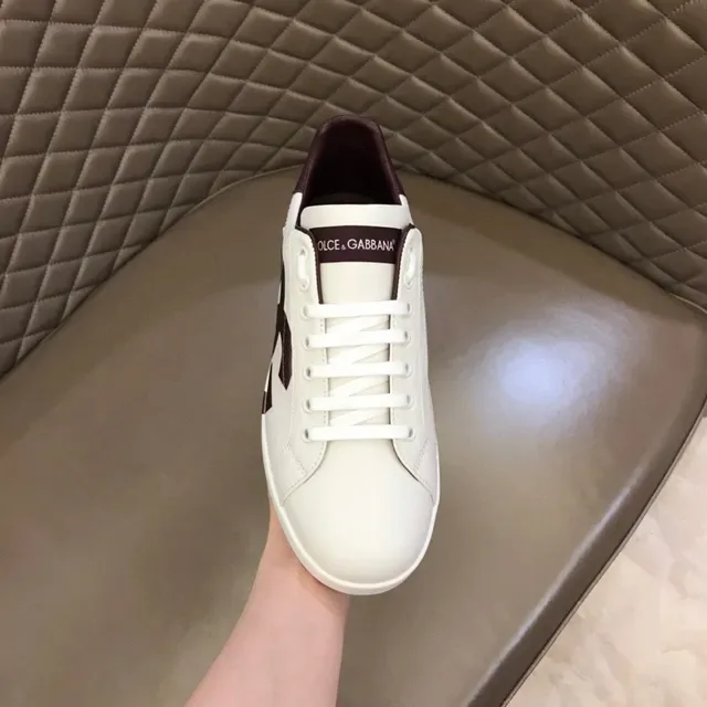 Dolce & Gabbana Portofino White Burgundy Zapatillas Lifestyle de Cuero Low-Top 5