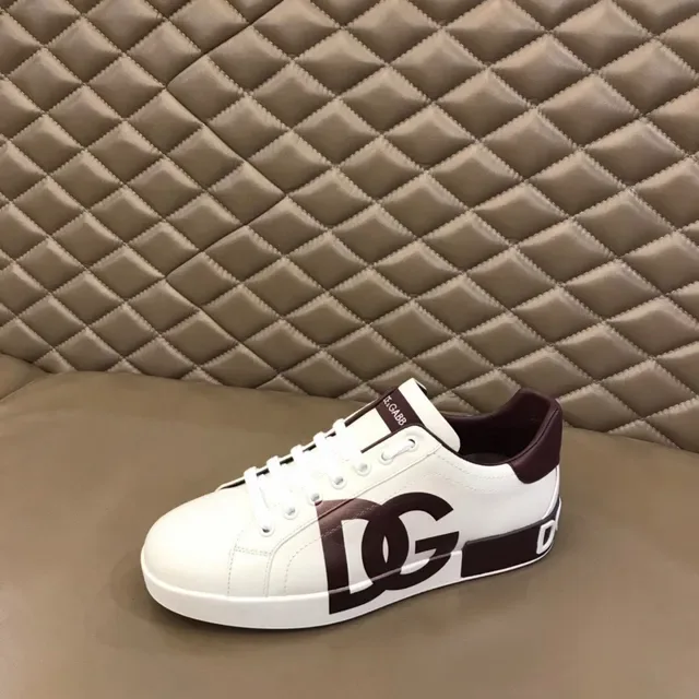 Dolce & Gabbana Portofino White Burgundy Zapatillas Lifestyle de Cuero Low-Top 6