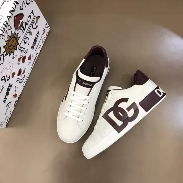 Dolce & Gabbana Portofino White Burgundy Zapatillas Lifestyle de Cuero Low-Top 8