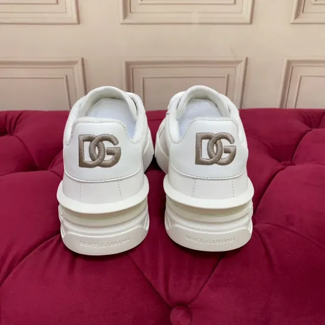Dolce & Gabbana White Black Low-Top Leather-Like Upper Lifestyle Sneakers 7