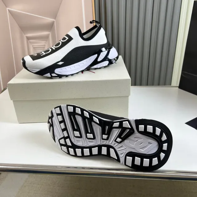 Dolce & Gabbana Sneakers Lifestyle Blanc et Noir avec Upper en Maille et Bande avec Logo Bold 2