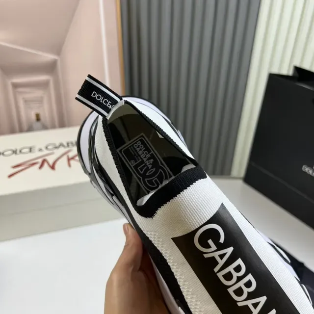 Dolce & Gabbana Sneakers Lifestyle Blanc et Noir avec Upper en Maille et Bande avec Logo Bold 3