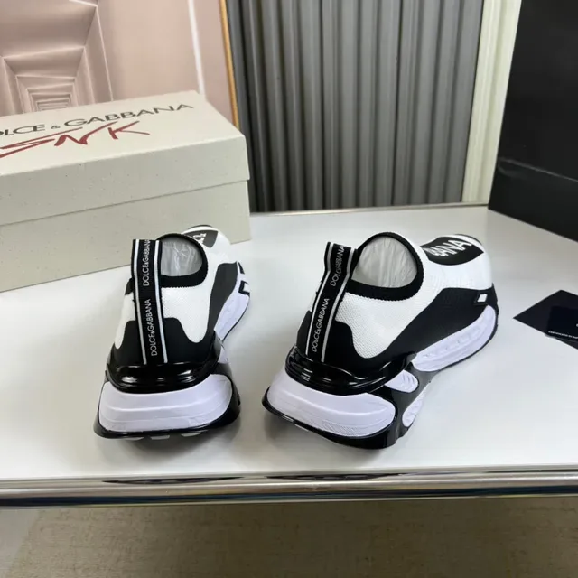 Dolce & Gabbana Sneakers Lifestyle Blanc et Noir avec Upper en Maille et Bande avec Logo Bold 6