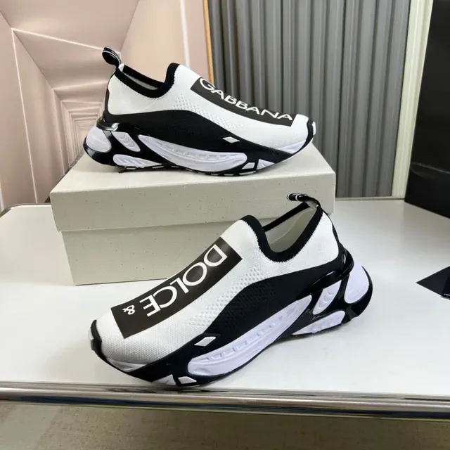 Dolce & Gabbana Sneakers Lifestyle Blanc et Noir avec Upper en Maille et Bande avec Logo Bold 7