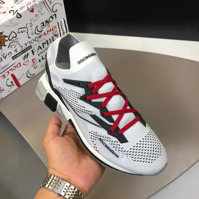 Dolce & Gabbana 白红针织鞋面黑色对比覆盖运动鞋 7