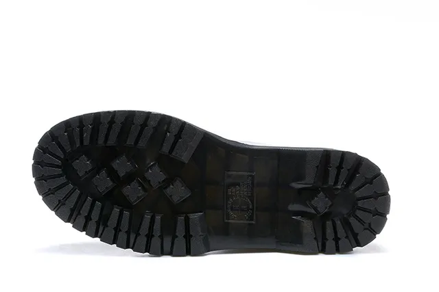 Dr. Martens 1460 黑色光滑皮革黄色鞋耳马丁靴 5