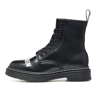 Dr. Martens 1460 काले सफेद चिकना ऊपरी 8 आँखी लेसिंग मार्टिन जूते