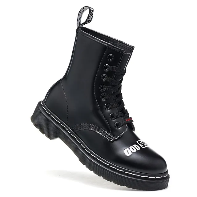 Dr. Martens 1460 黑色白色 光滑鞋面 8孔系带 马丁靴 3