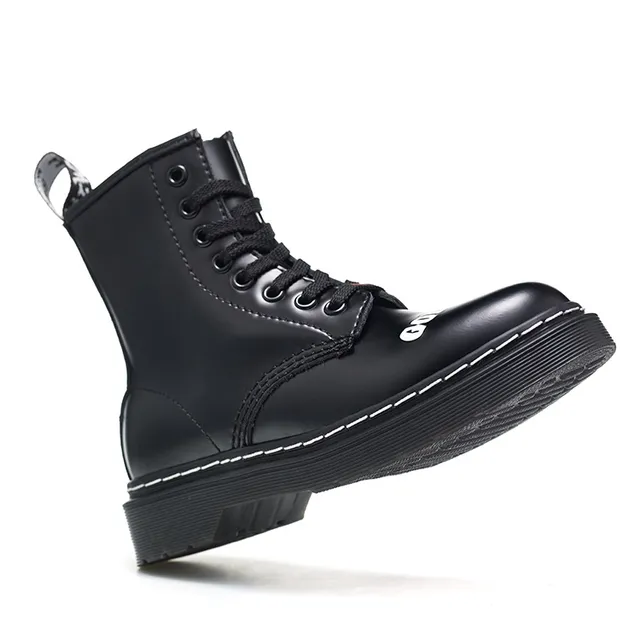 Dr. Martens 1460 黑色白色 光滑鞋面 8孔系带 马丁靴 4