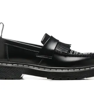 Dr. Martens काले सफेद प्लेटफॉर्म सोल टासल स्ट्रैप लोअफर