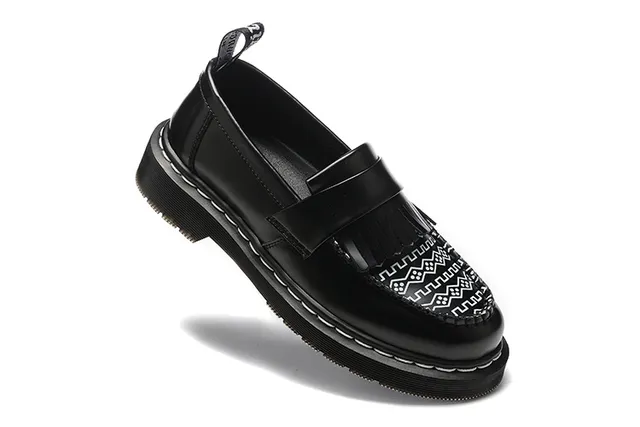 Dr. Martens काले सफेद प्लेटफॉर्म सोल टासल स्ट्रैप लोअफर 3