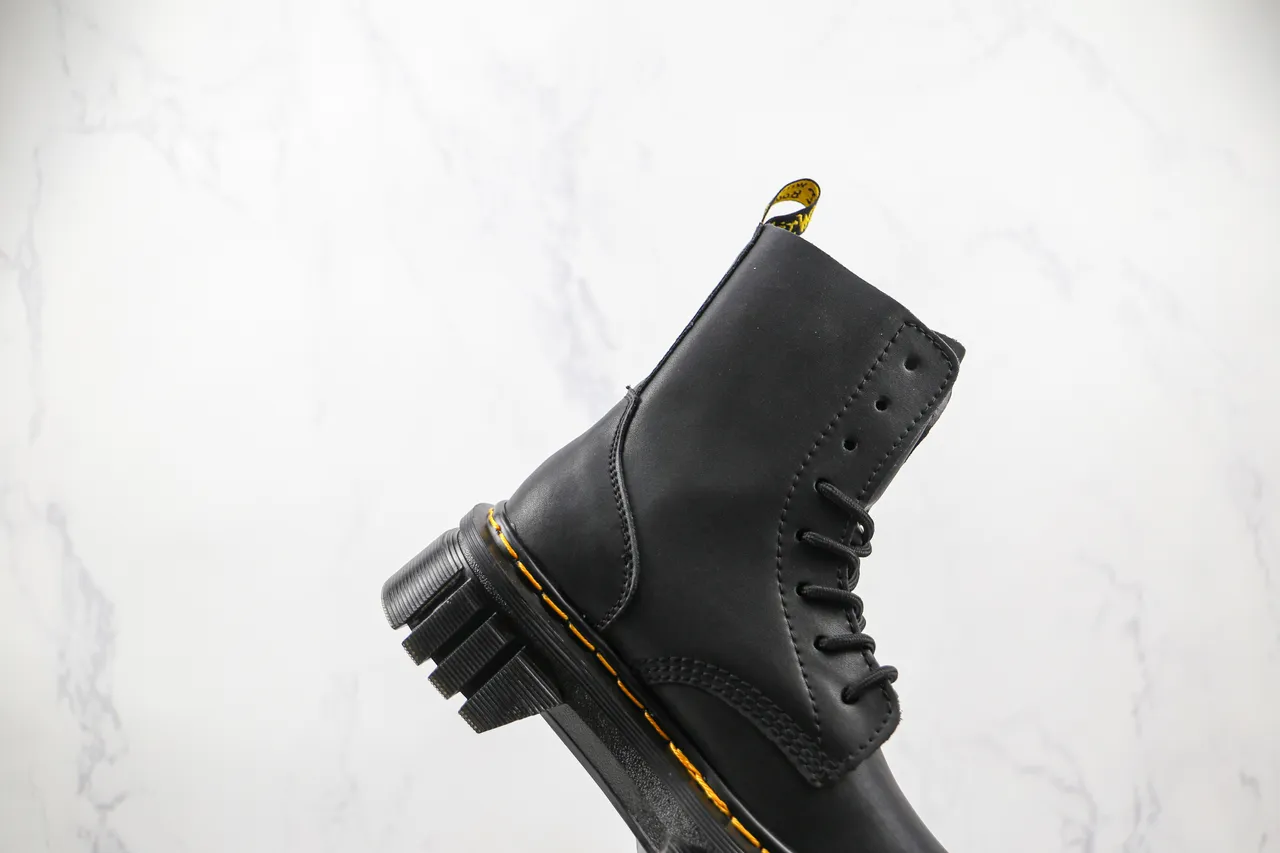 Dr. Martens Jadon काली पीली चंकी प्लेटफॉर्म सोल वेल्ट स्टिचिंग मार्टिन बूट्स 5