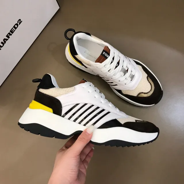 Dsquared2 ICON White Black Platform Sole Mixed-Material Upper Chunky Sneakers 6
