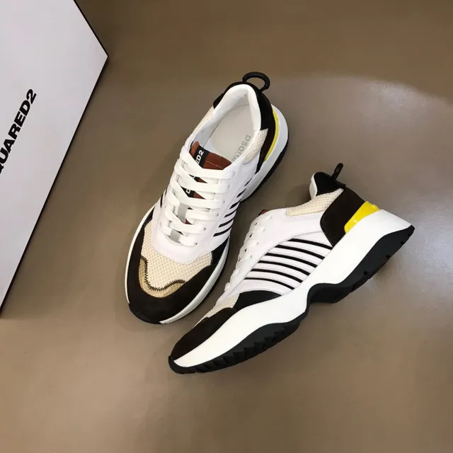 Dsquared2 ICON White Black Platform Sole Mixed-Material Upper Chunky Sneakers 8