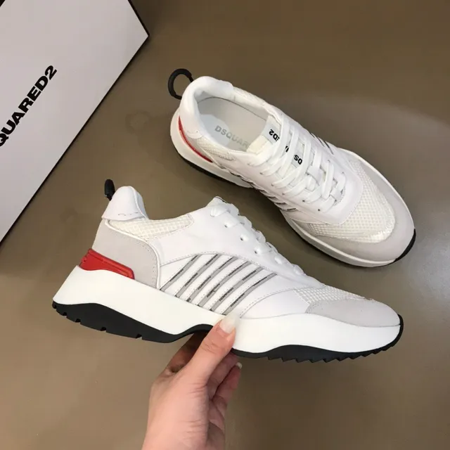Dsquared2 ICON حذاء رياضي أبيض رمادي أحمر أسلوب حياة 6