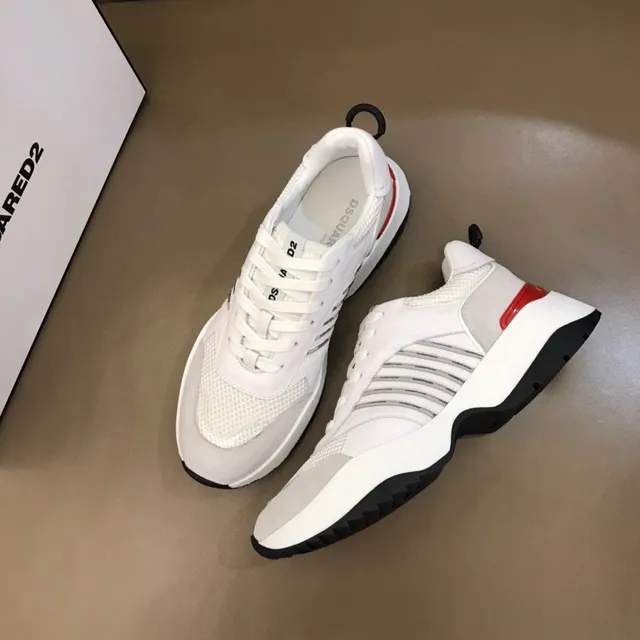 Dsquared2 ICON حذاء رياضي أبيض رمادي أحمر أسلوب حياة 9
