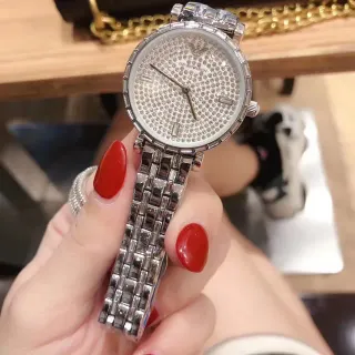 Emporio Armani क्रिस्टल-पेव्ड डायल क्वार्ट्ज घड़ी