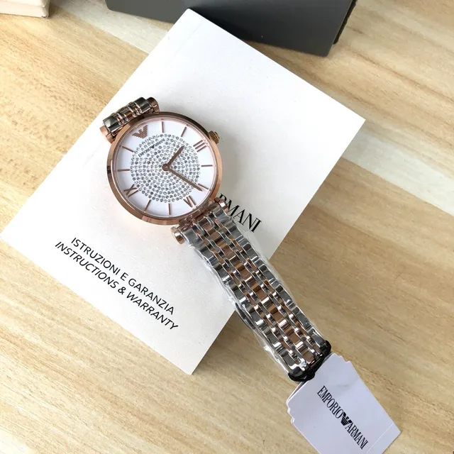 Emporio Armani Relógio de Quartzo Bicolor com Mostrador Pavimentado com Cristais 6