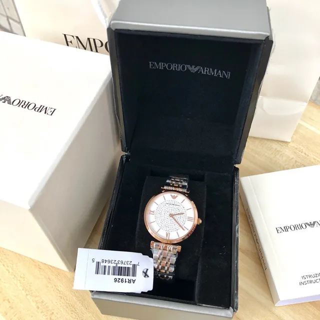 Emporio Armani Relógio de Quartzo Bicolor com Mostrador Pavimentado com Cristais 9