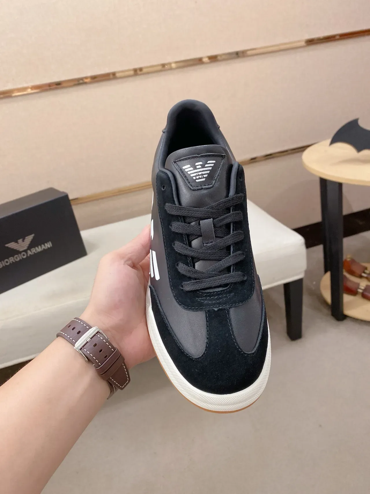 Emporio Armani Eagle Sneaker Black Suede Leather White Cupsole Lifestyle Sneakers 2