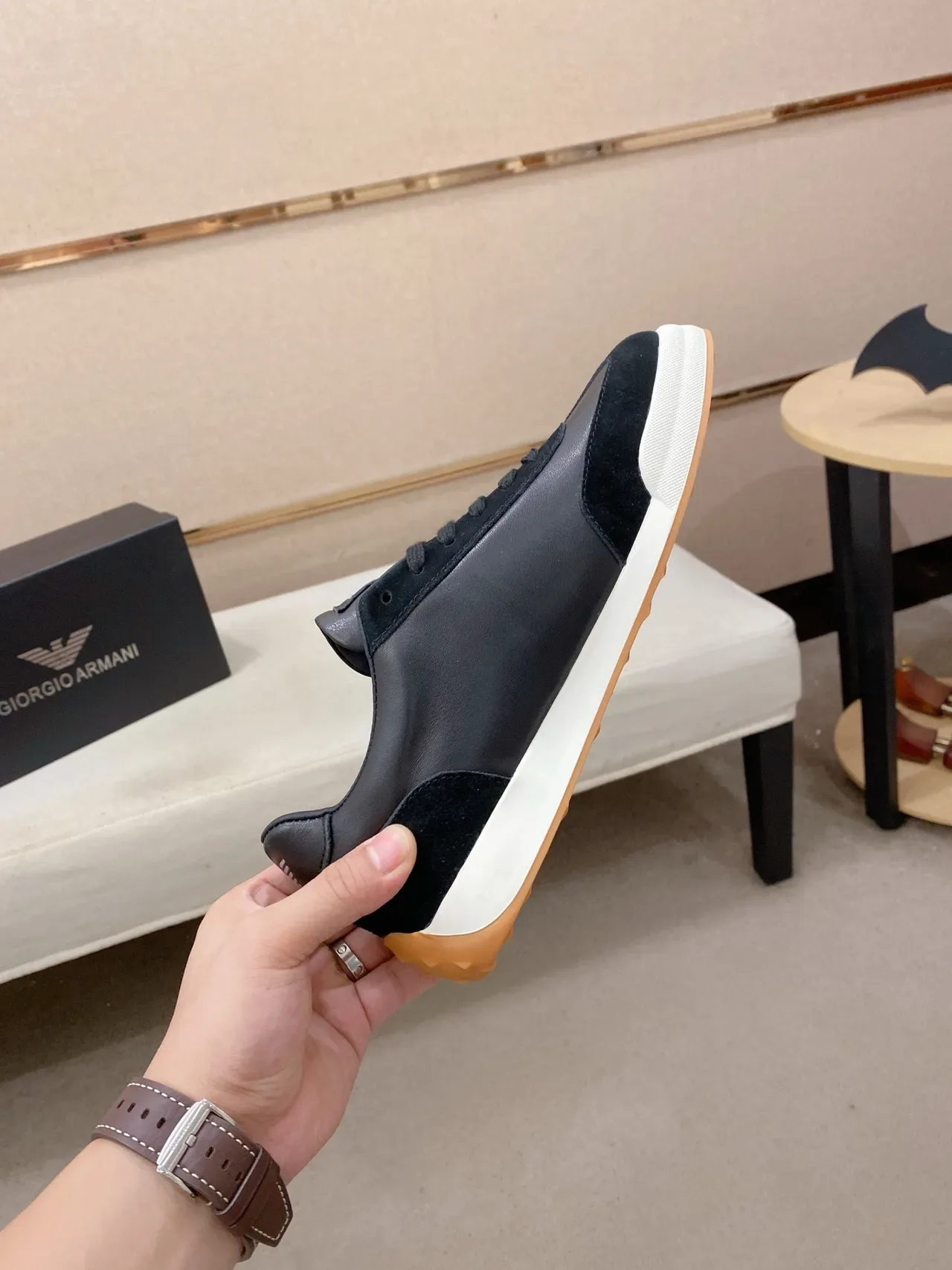 Emporio Armani Eagle Sneaker Black Suede Leather White Cupsole Lifestyle Sneakers 5