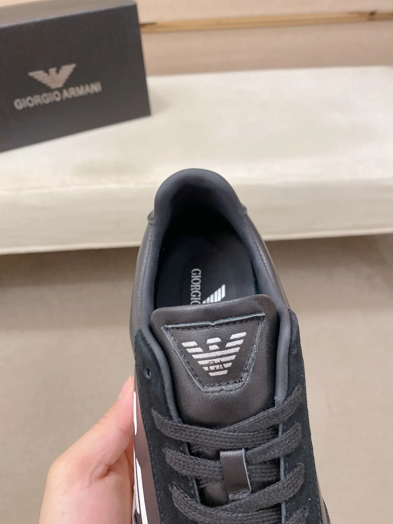 Emporio Armani Eagle Sneaker Black Suede Leather White Cupsole Lifestyle Sneakers 6