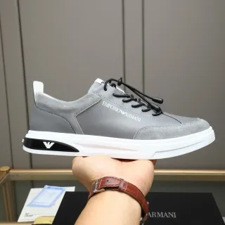 Emporio Armani Gray Suede-Leather Lifestyle Sneaker