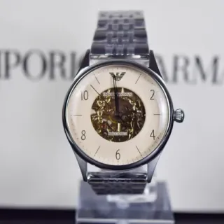 Emporio Armani Meccanico स्केलेटन क्रीम डायल यांत्रिक घड़ी