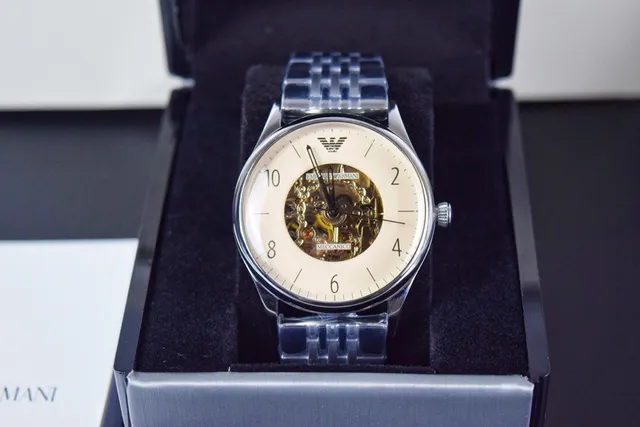 Emporio Armani Meccanico Esquelette Cadran Crème Montre Mécanique 2