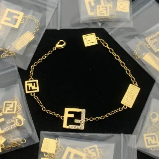 Fendi FF 魅力手链 金银链接链 互锁标志 魅力手链