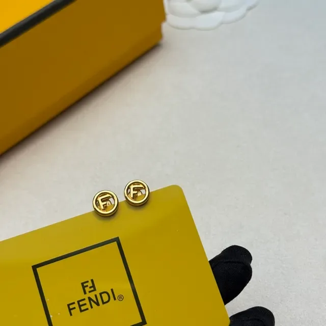 Fendi FF Logo Circular Gold-Tone Stud Earrings 3