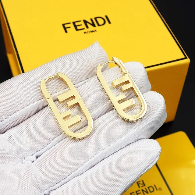 Argolas Fendi FF Logo Pavé Crystal 3