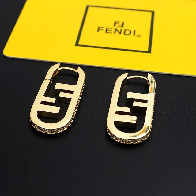 Argolas Fendi FF Logo Pavé Crystal 5