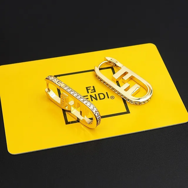 Argolas Fendi FF Logo Pavé Crystal 6