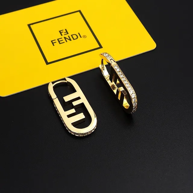 Argolas Fendi FF Logo Pavé Crystal 7