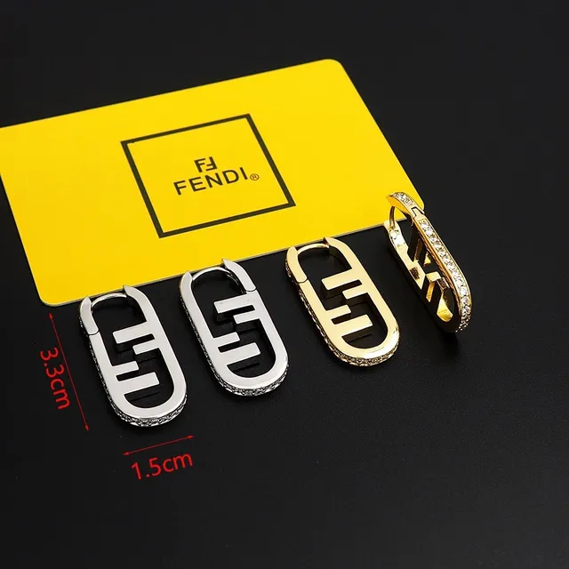 Argolas Fendi FF Logo Pavé Crystal 8